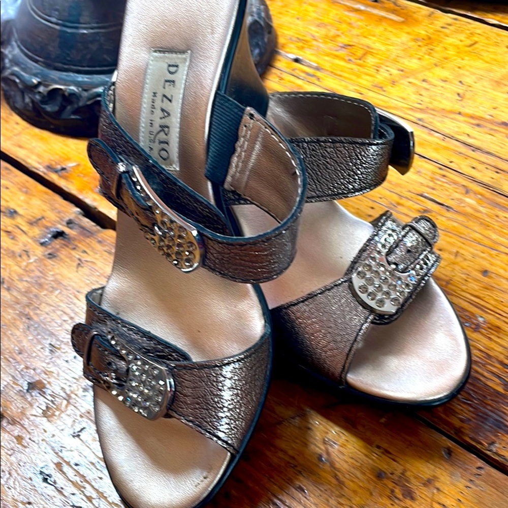 Dezario bejeweled fashion heel slip-ons. Size 7.5